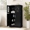 Costway Bathroom Storage Cabinet Linen Storage Cabinet with Doors and Adjustable Shelves Black/Grey/Brown/White